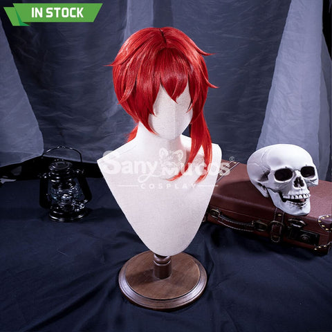 【In Stock】Game Genshin Impact Diluc Ragnvindr Red Ponytail Long Cosplay Wig Wigs