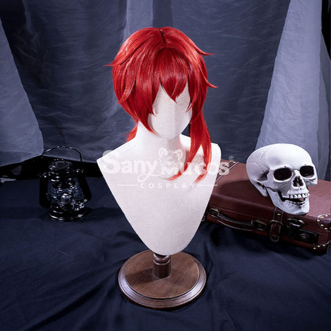 【In Stock】Game Genshin Impact Diluc Ragnvindr Red Ponytail Long Cosplay Wig Wigs