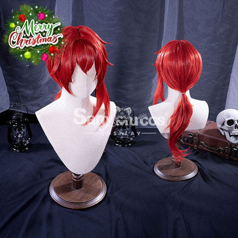 【In Stock】Game Genshin Impact Diluc Ragnvindr Red Ponytail Long Cosplay Wig Wigs