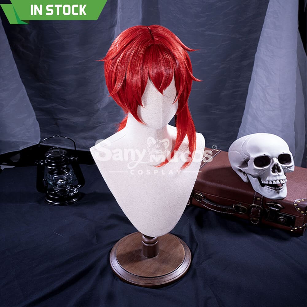 【In Stock】Game Genshin Impact Diluc Ragnvindr Red Ponytail Long Cosplay Wig Wigs