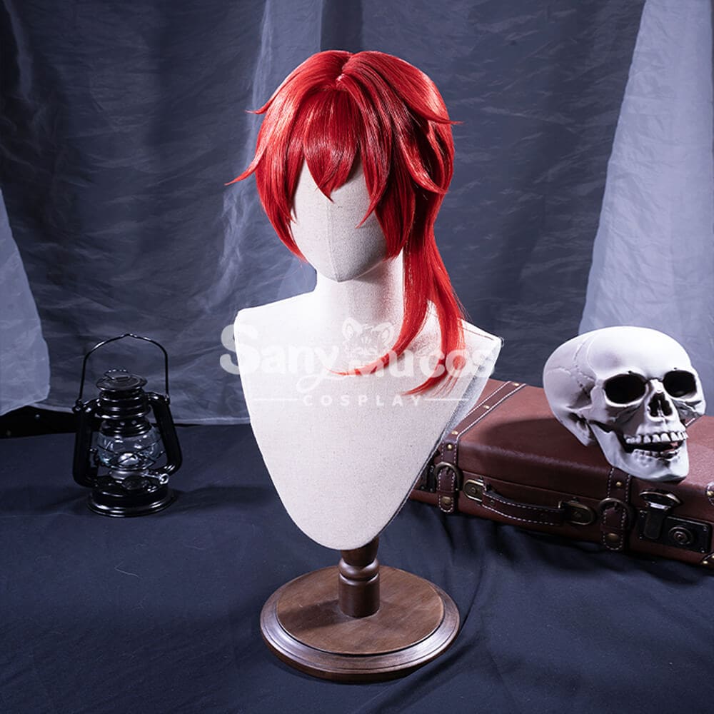 【In Stock】Game Genshin Impact Diluc Ragnvindr Red Ponytail Long Cosplay Wig Wigs