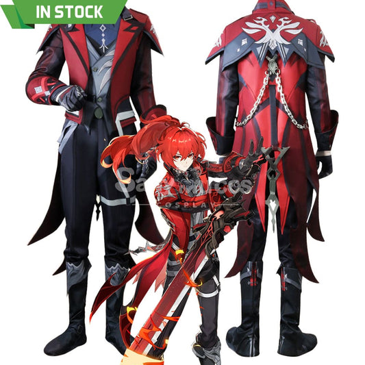 【In Stock】Game Genshin Impact Diluc Red Dead Of Night Skin Top And Pants Cosplay Costume Costumes 1000