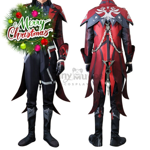 【In Stock】Game Genshin Impact Diluc Red Dead Of Night Skin Top And Pants Cosplay Costume Costumes