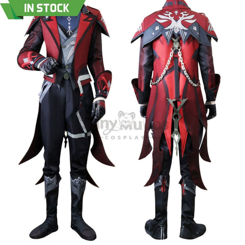 【In Stock】Game Genshin Impact Diluc Red Dead Of Night Skin Top And Pants Cosplay Costume Costumes