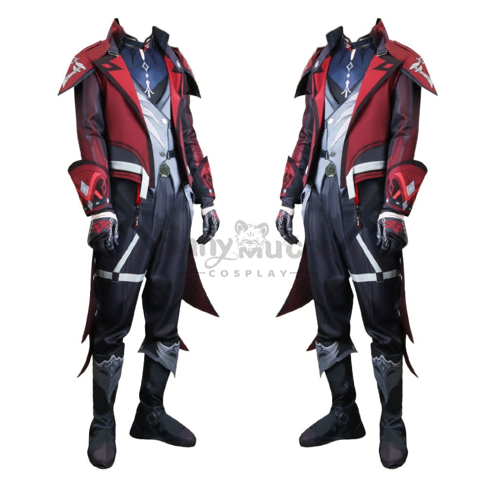 【In Stock】Game Genshin Impact Diluc Red Dead Of Night Skin Top And Pants Cosplay Costume Costumes