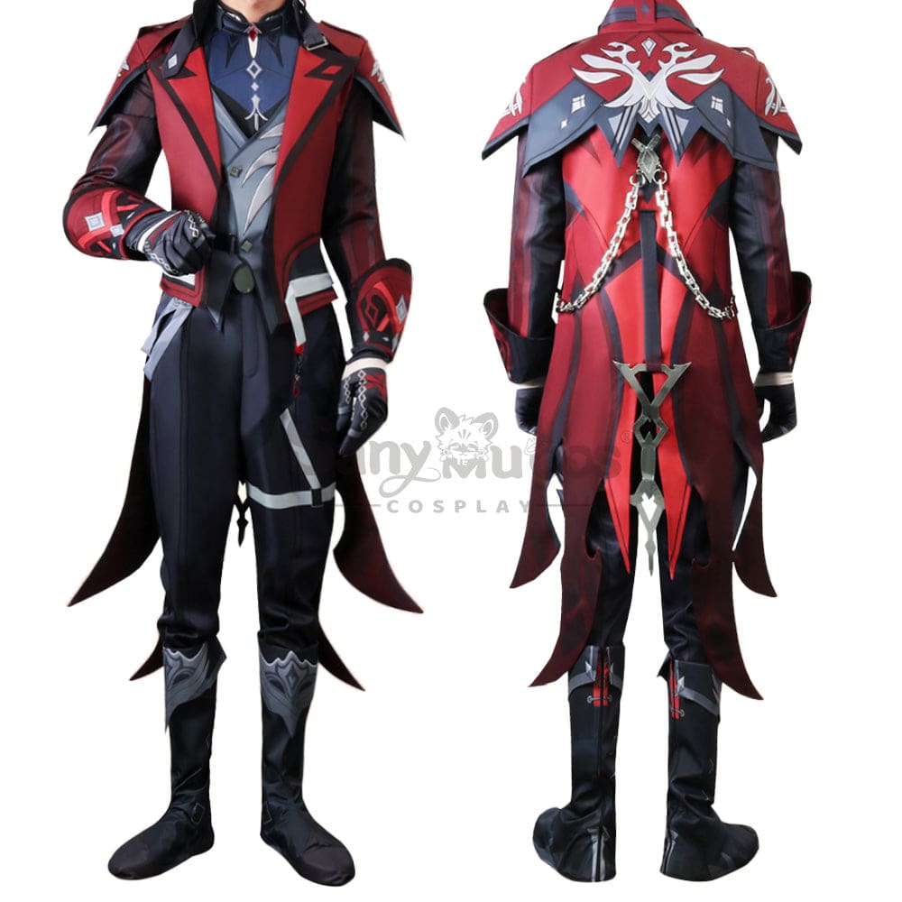 【In Stock】Game Genshin Impact Diluc Red Dead Of Night Skin Top And Pants Cosplay Costume Costumes