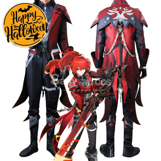 【In Stock】Game Genshin Impact Diluc Red Dead Of Night Skin Top And Pants Cosplay Costume Costumes 1000