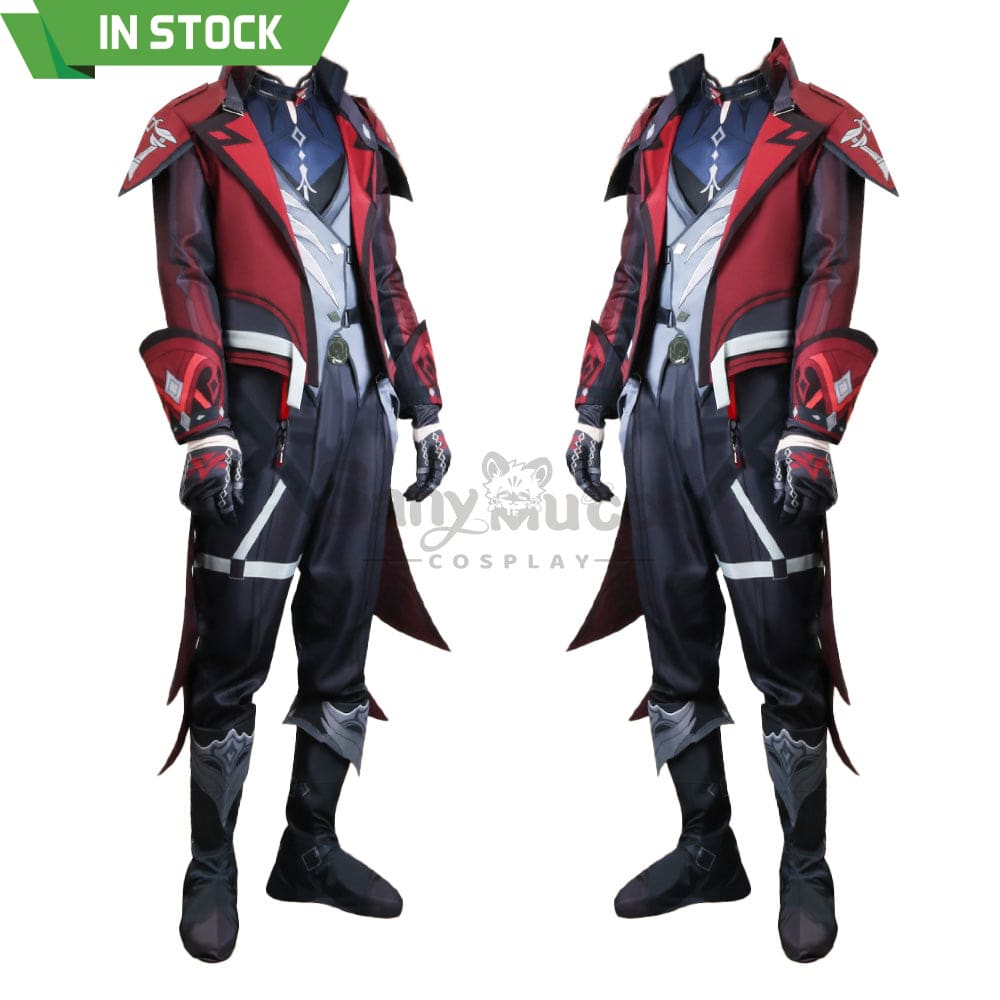 【In Stock】Game Genshin Impact Diluc Red Dead Of Night Skin Top And Pants Cosplay Costume Costumes