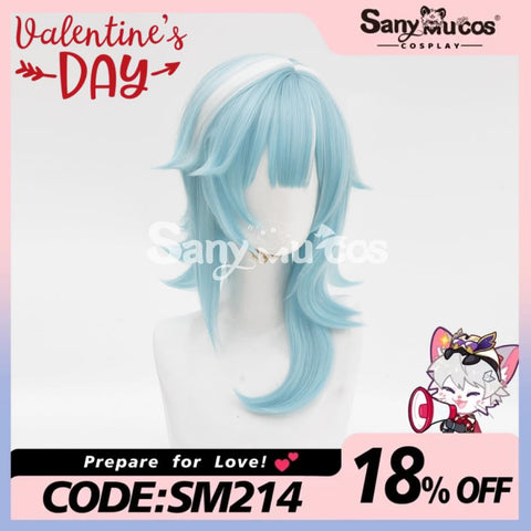 Game Genshin Impact Eula Lawrence Cosplay Wig Light Blue Wig