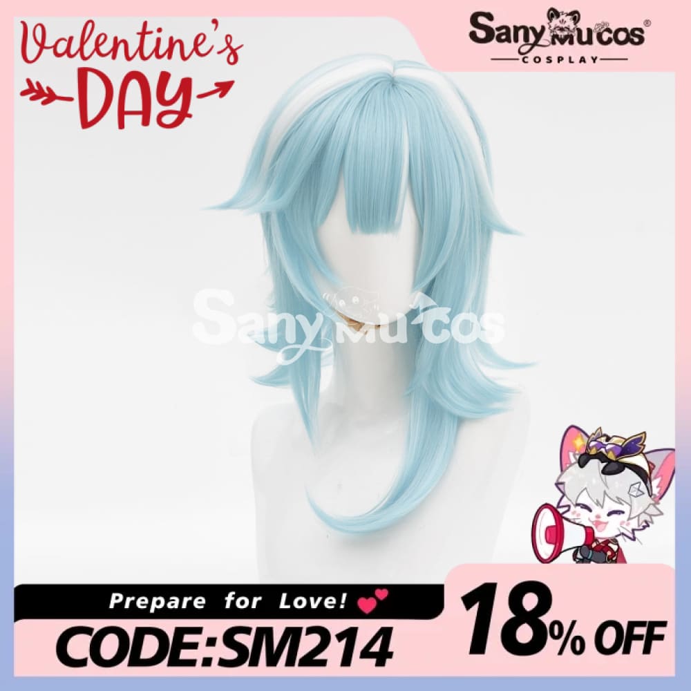 Game Genshin Impact Eula Lawrence Cosplay Wig Light Blue Wig