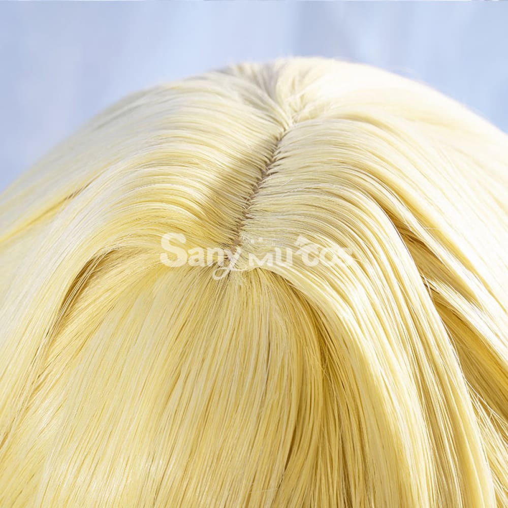 Game Genshin Impact Female Traveler Lumine Cosplay Wig Gold Short Hair