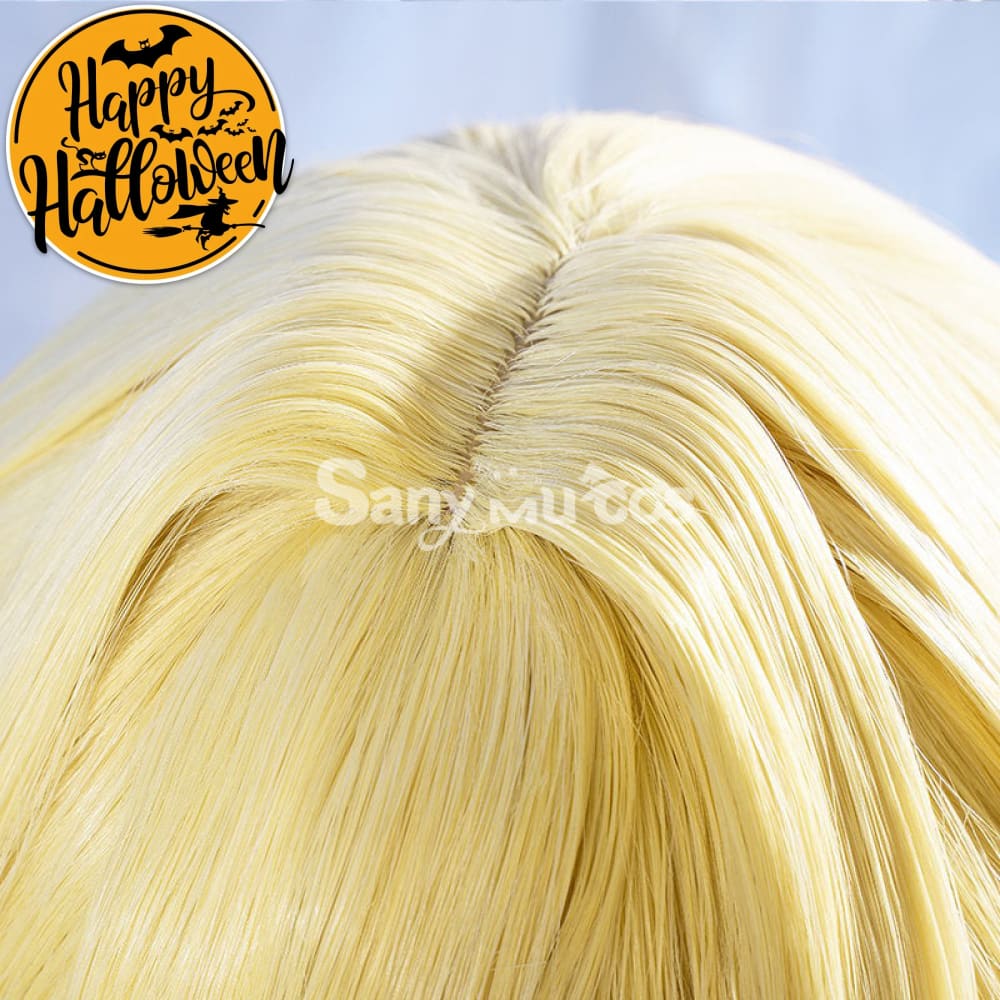 Game Genshin Impact Female Traveler Lumine Cosplay Wig Gold Short Hair
