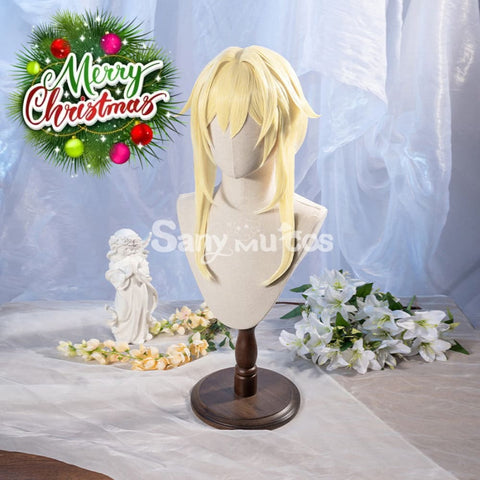 Game Genshin Impact Female Traveler Lumine Cosplay Wig Gold Short Hair