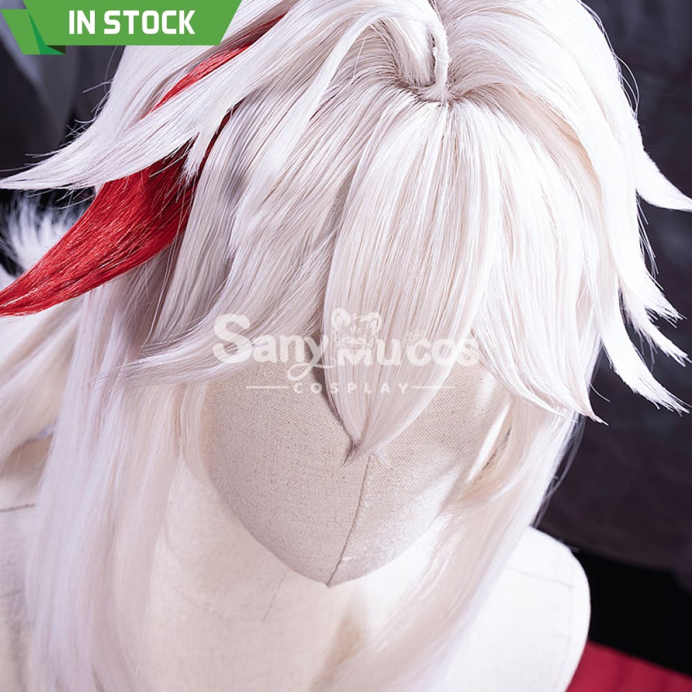 【In Stock】Game Genshin Impact Kaedehara Kazuha Pink And Red Ponytail Medium Cosplay Wig Wigs