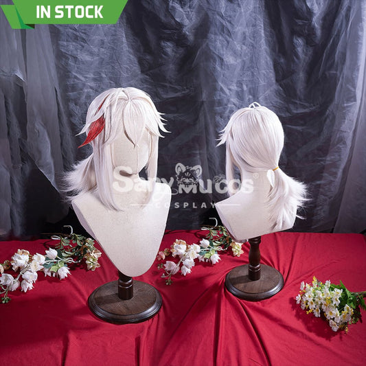 【In Stock】Game Genshin Impact Kaedehara Kazuha Pink And Red Ponytail Medium Cosplay Wig Wigs 1000