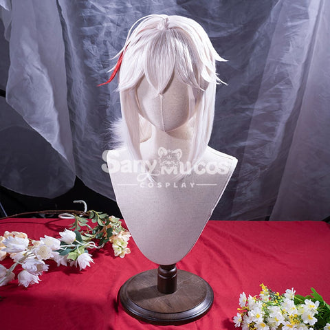 【In Stock】Game Genshin Impact Kaedehara Kazuha Pink And Red Ponytail Medium Cosplay Wig Wigs