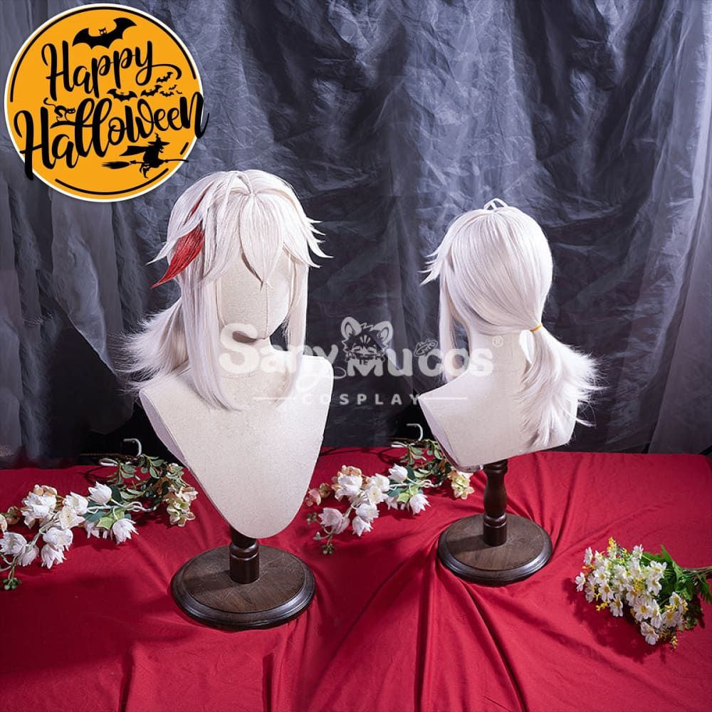 【In Stock】Game Genshin Impact Kaedehara Kazuha Pink And Red Ponytail Medium Cosplay Wig Wigs