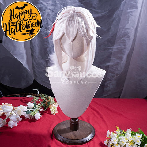 【In Stock】Game Genshin Impact Kaedehara Kazuha Pink And Red Ponytail Medium Cosplay Wig Wigs