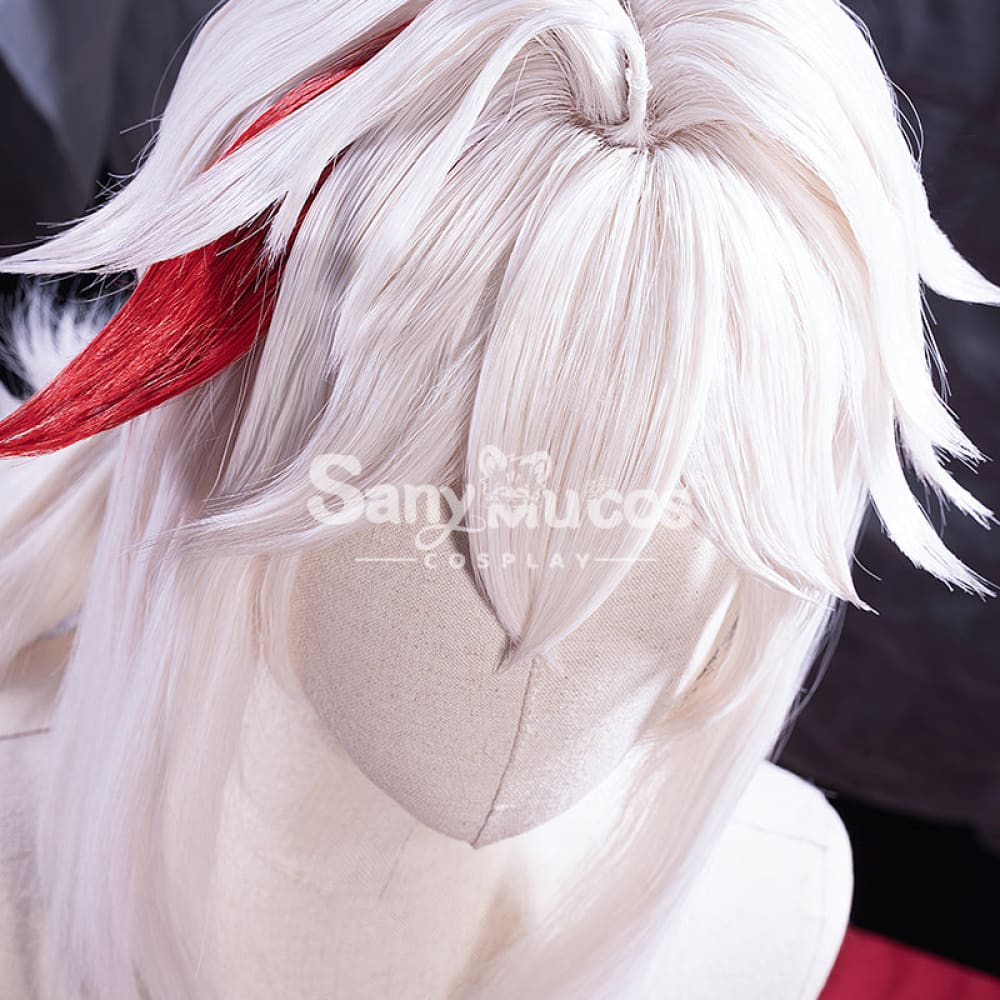 【In Stock】Game Genshin Impact Kaedehara Kazuha Pink And Red Ponytail Medium Cosplay Wig Wigs