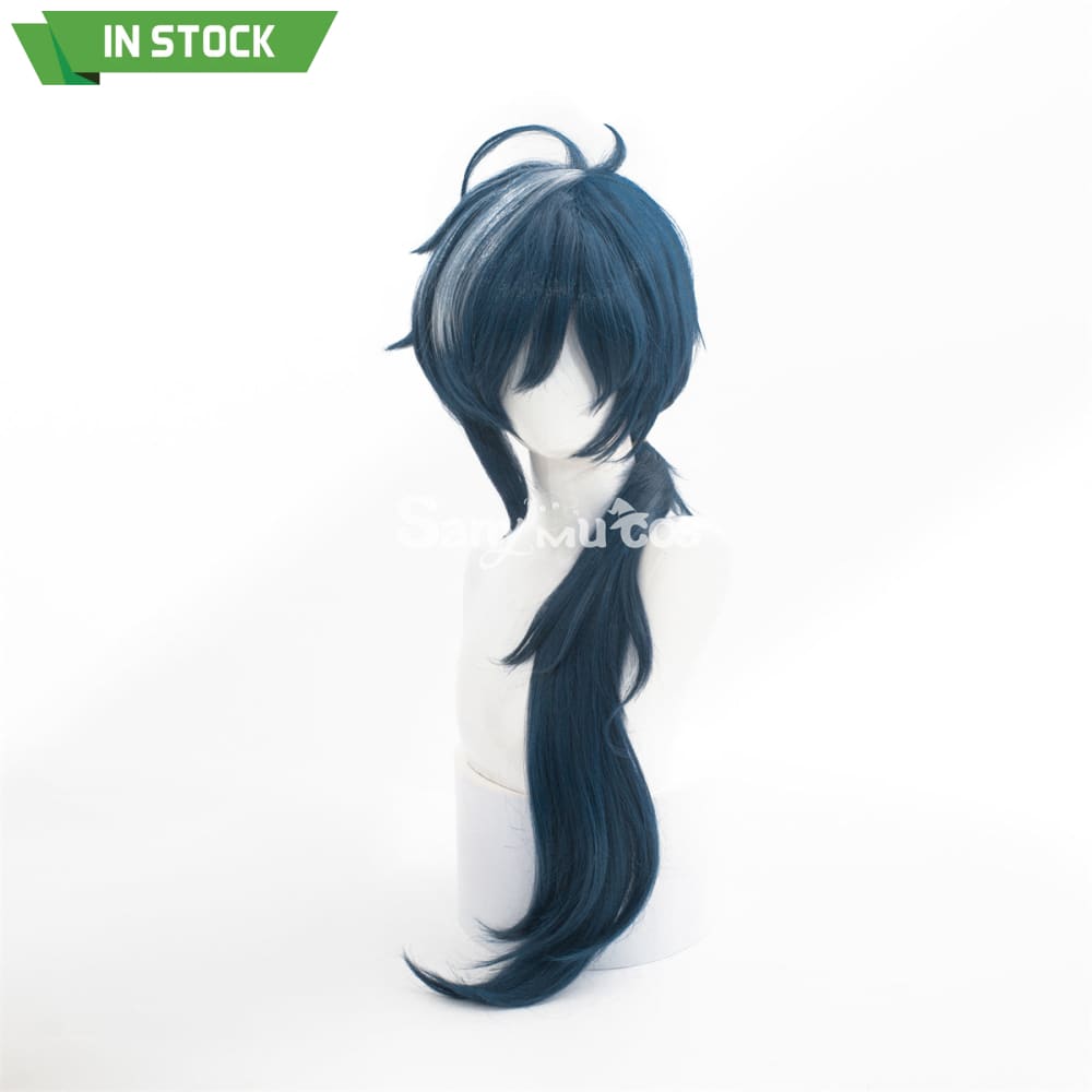 Game Genshin Impact Kaeya Dark Color Long Gradient Ponytail Cosplay Wig