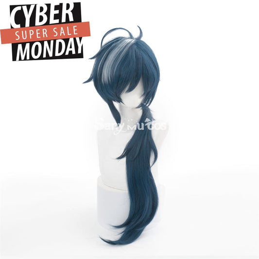 Game Genshin Impact Kaeya Dark Color Long Gradient Ponytail Cosplay Wig 1000