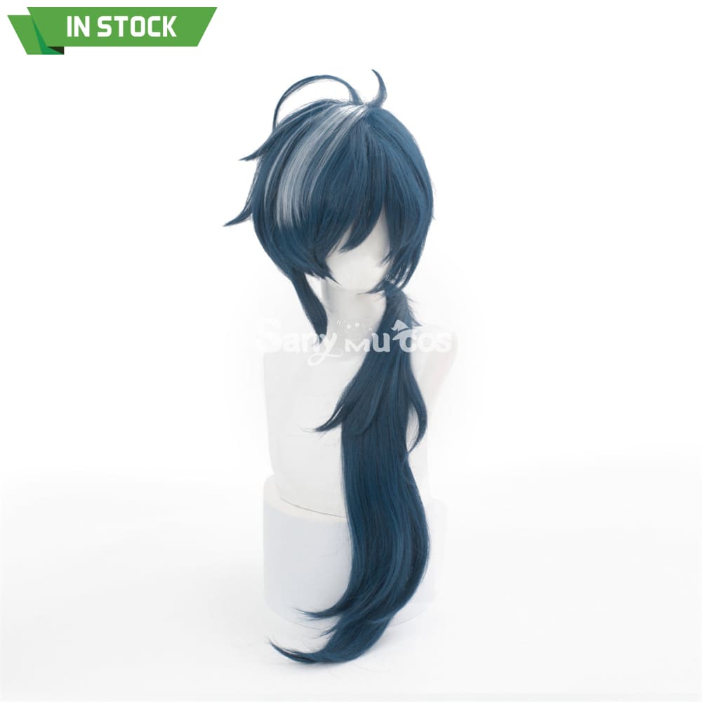 Game Genshin Impact Kaeya Dark Color Long Gradient Ponytail Cosplay Wig