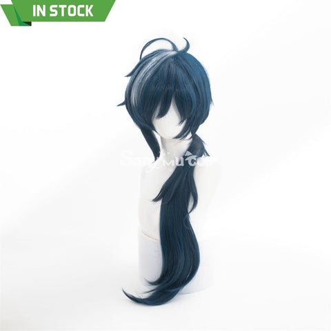 Game Genshin Impact Kaeya Dark Color Long Gradient Ponytail Cosplay Wig