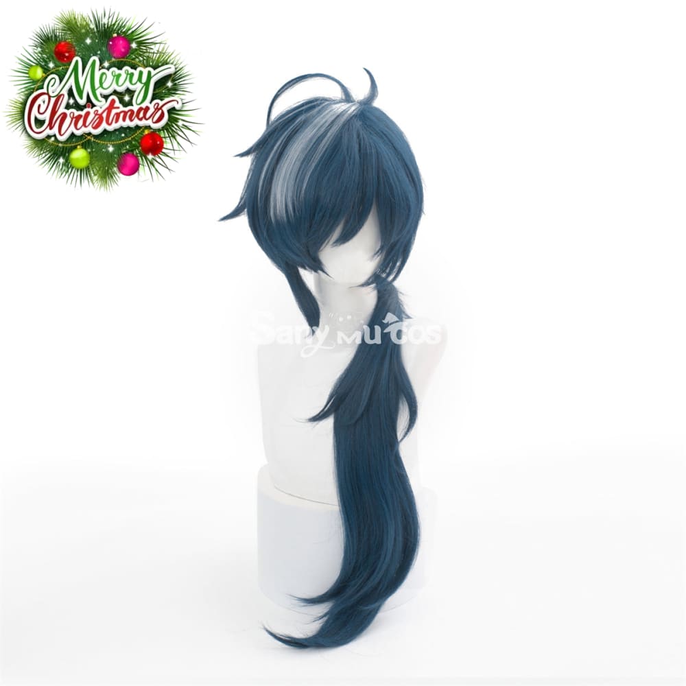 Game Genshin Impact Kaeya Dark Color Long Gradient Ponytail Cosplay Wig