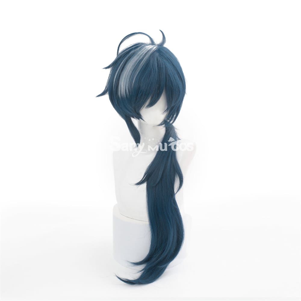 Game Genshin Impact Kaeya Dark Color Long Gradient Ponytail Cosplay Wig