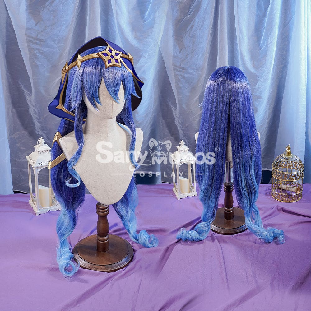 【In Stock】Game Genshin Impact Layla Blue Gradient Long Cosplay Wig Wigs