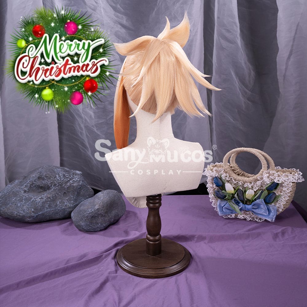 【In Stock】Game Genshin Impact Naganohara Yoimiya Blond And Golden Ponytail Medium Cosplay Wig Wigs