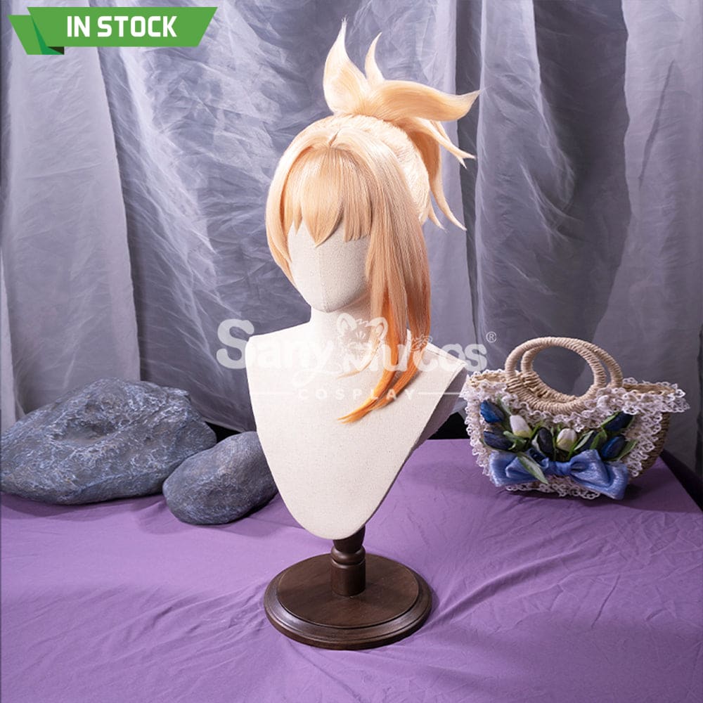 【In Stock】Game Genshin Impact Naganohara Yoimiya Blond And Golden Ponytail Medium Cosplay Wig Wigs