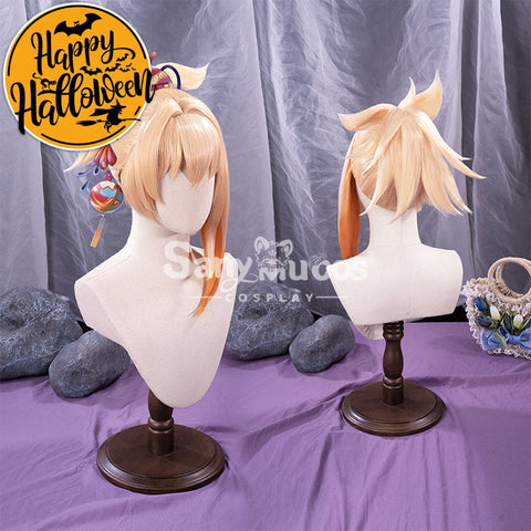 【In Stock】Game Genshin Impact Naganohara Yoimiya Blond And Golden Ponytail Medium Cosplay Wig Wigs