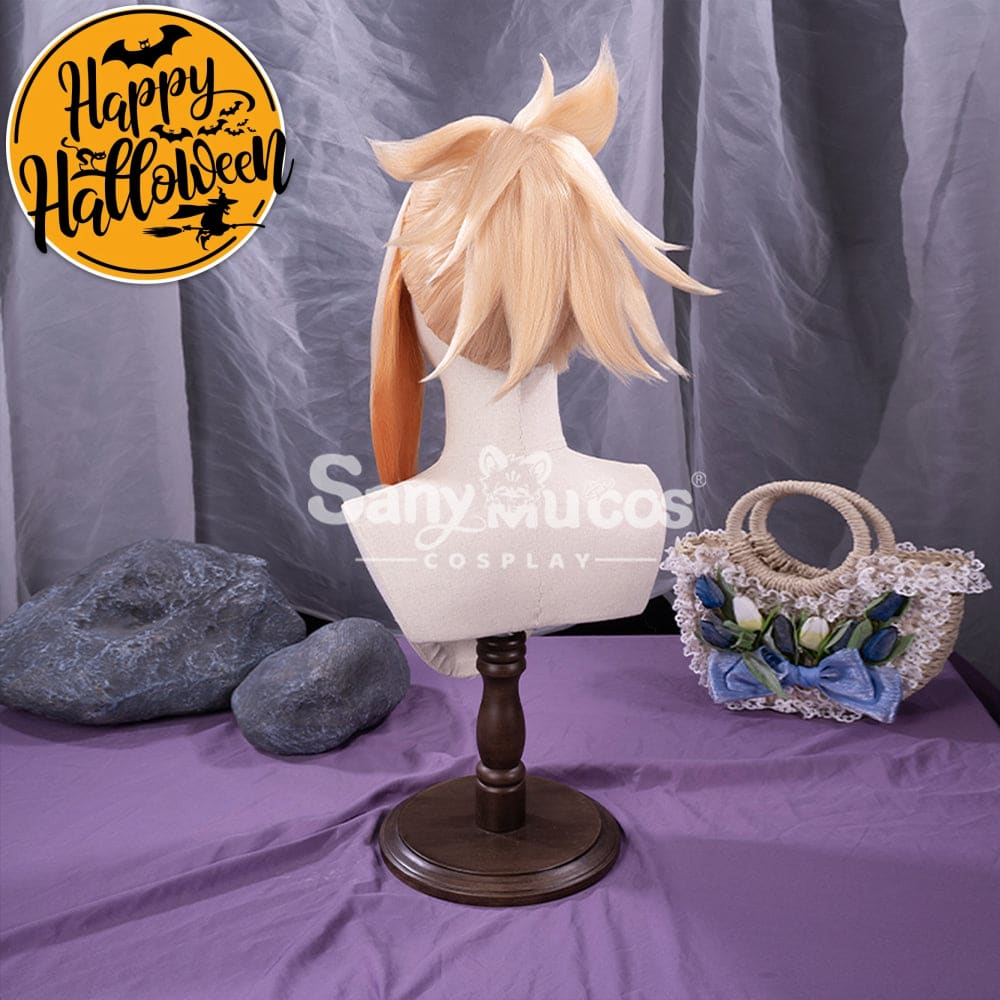 【In Stock】Game Genshin Impact Naganohara Yoimiya Blond And Golden Ponytail Medium Cosplay Wig Wigs