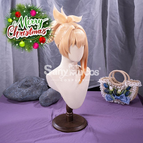 【In Stock】Game Genshin Impact Naganohara Yoimiya Blond And Golden Ponytail Medium Cosplay Wig Wigs