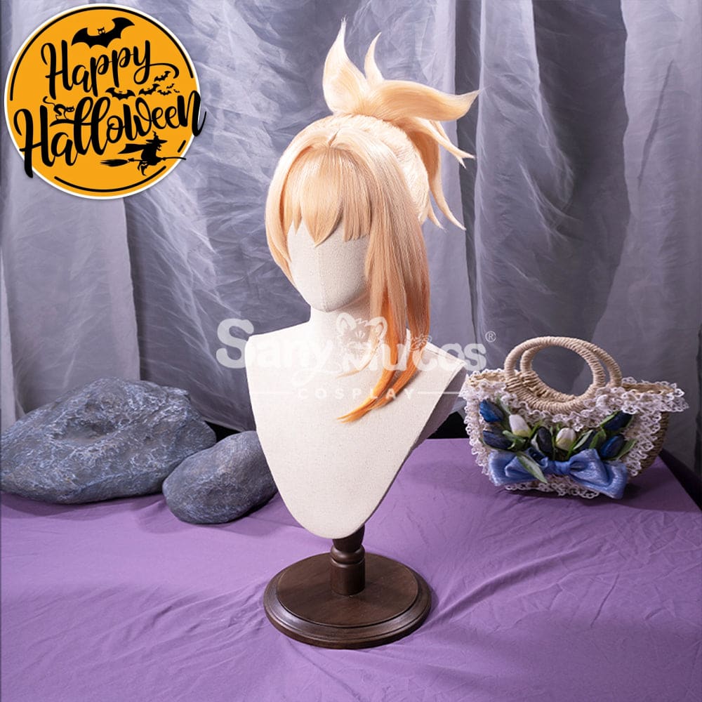 【In Stock】Game Genshin Impact Naganohara Yoimiya Blond And Golden Ponytail Medium Cosplay Wig Wigs