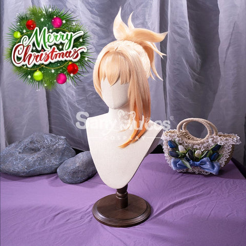 【In Stock】Game Genshin Impact Naganohara Yoimiya Blond And Golden Ponytail Medium Cosplay Wig Wigs