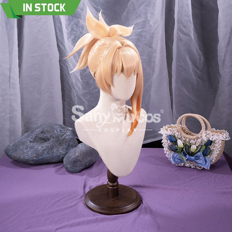 【In Stock】Game Genshin Impact Naganohara Yoimiya Blond And Golden Ponytail Medium Cosplay Wig Wigs