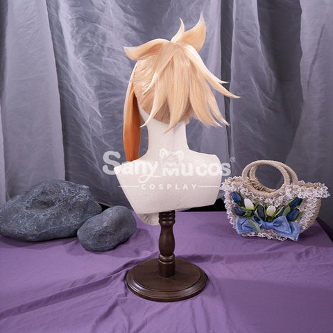 【In Stock】Game Genshin Impact Naganohara Yoimiya Blond And Golden Ponytail Medium Cosplay Wig Wigs
