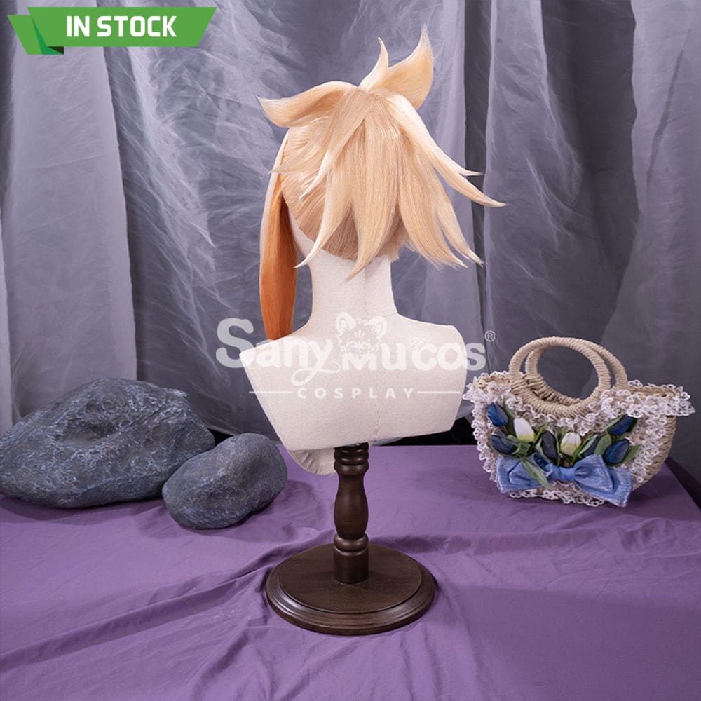 【In Stock】Game Genshin Impact Naganohara Yoimiya Blond And Golden Ponytail Medium Cosplay Wig Wigs