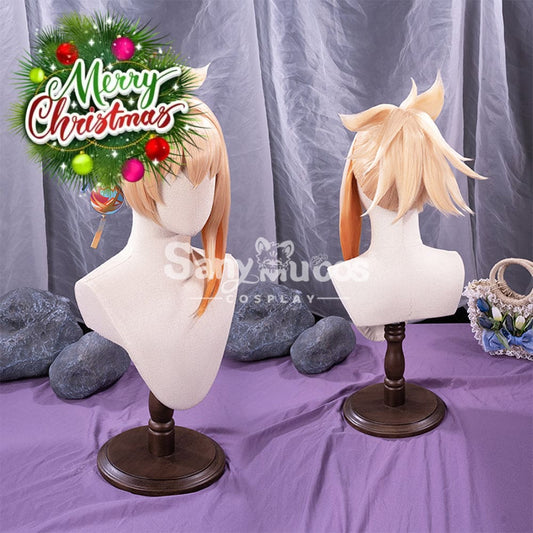 【In Stock】Game Genshin Impact Naganohara Yoimiya Blond And Golden Ponytail Medium Cosplay Wig Wigs 1000