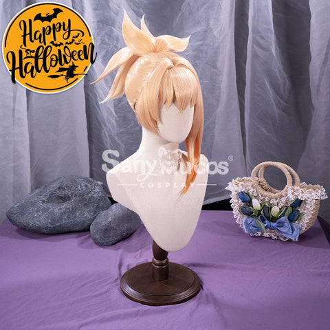 【In Stock】Game Genshin Impact Naganohara Yoimiya Blond And Golden Ponytail Medium Cosplay Wig Wigs
