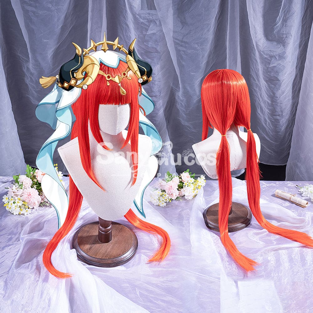 【In Stock】Game Genshin Impact Nilou Sumeru Hydro Red Long Cosplay Wig Wigs