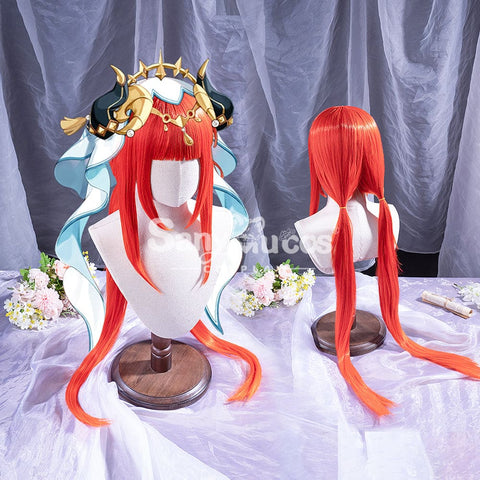 【In Stock】Game Genshin Impact Nilou Sumeru Hydro Red Long Cosplay Wig Wigs