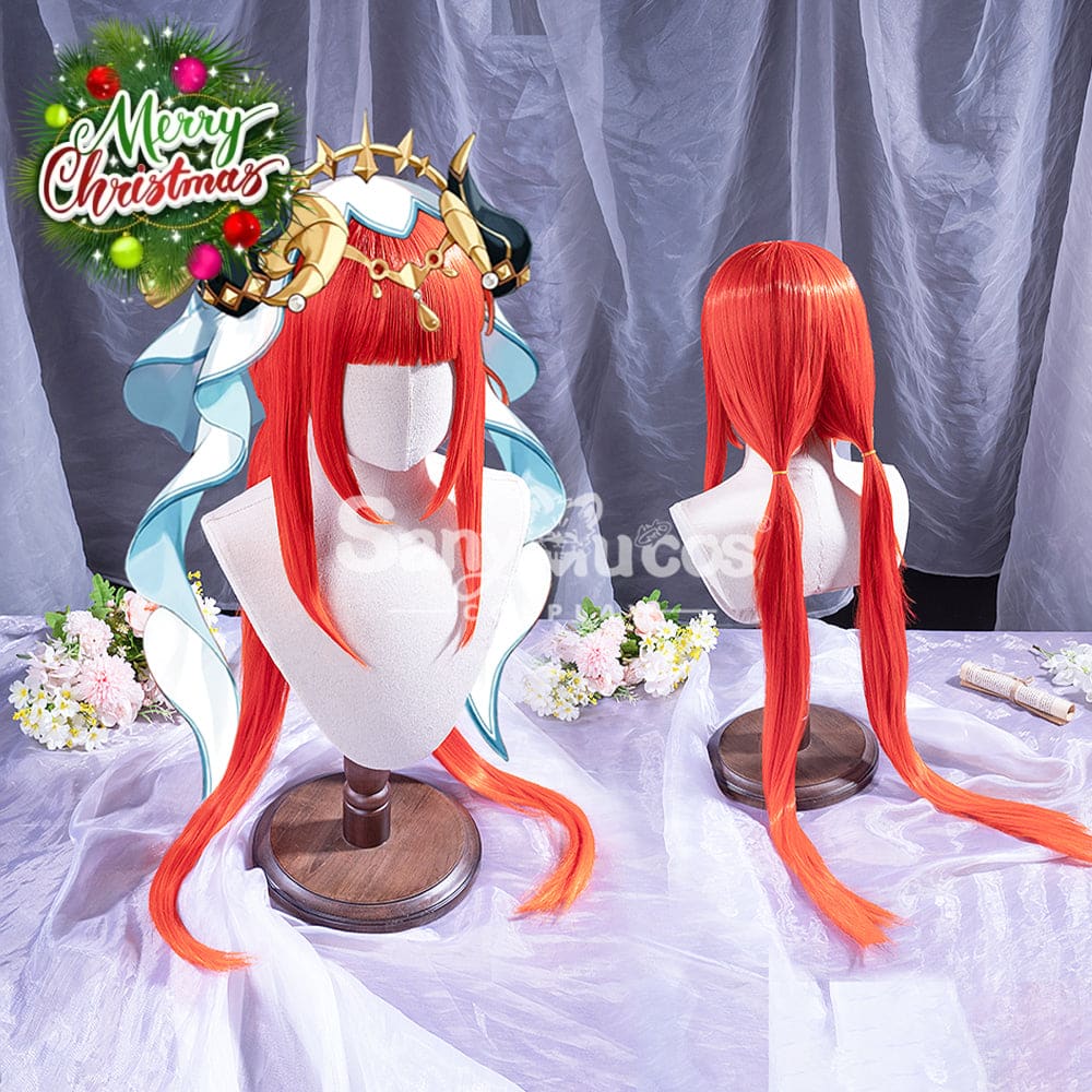 【In Stock】Game Genshin Impact Nilou Sumeru Hydro Red Long Cosplay Wig Wigs