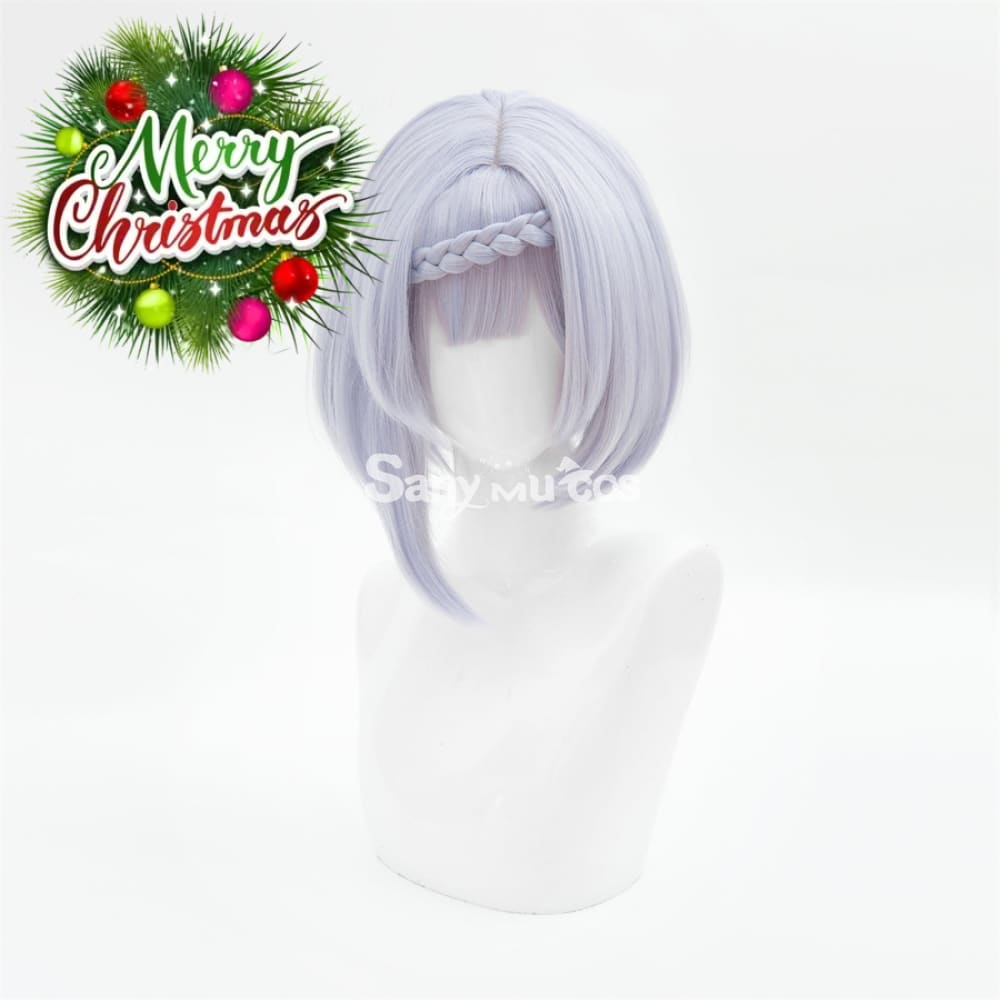 Game Genshin Impact Noelle Chivalric Blossom Cosplay Wig Purple Short Wig