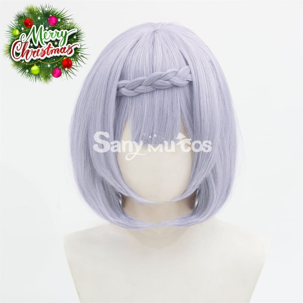 Game Genshin Impact Noelle Chivalric Blossom Cosplay Wig Purple Short Wig