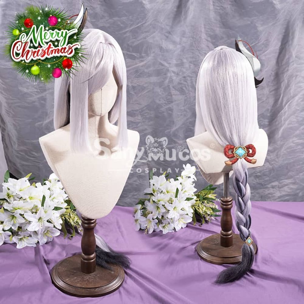 【In Stock】Game Genshin Impact Shenhe Long Highlight Grey Blue Gradient Cosplay Wig Wigs