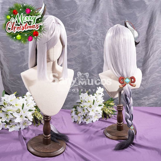 【In Stock】Game Genshin Impact Shenhe Long Highlight Grey Blue Gradient Cosplay Wig Wigs 1000