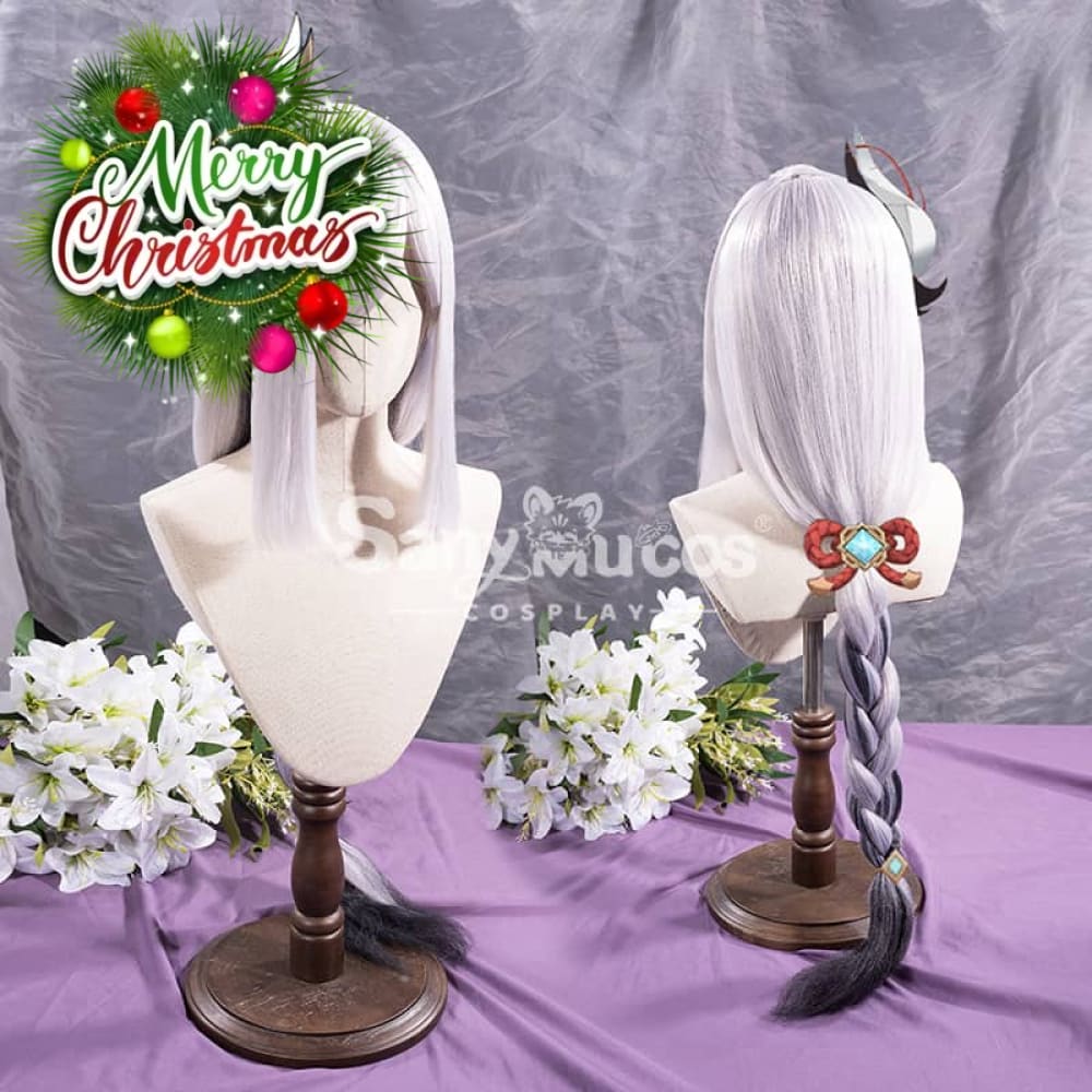 【In Stock】Game Genshin Impact Shenhe Long Highlight Grey Blue Gradient Cosplay Wig Wigs